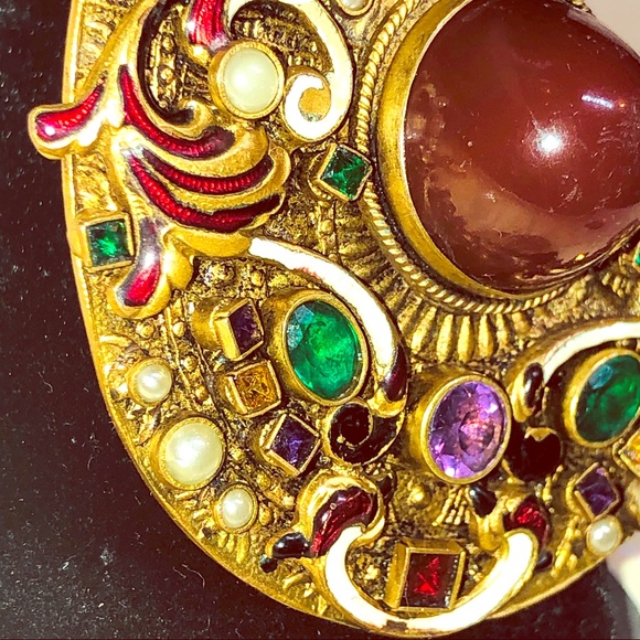 Antique Genuine Gemstone Enamel Buckle/Pendant - Picture 3 of 5